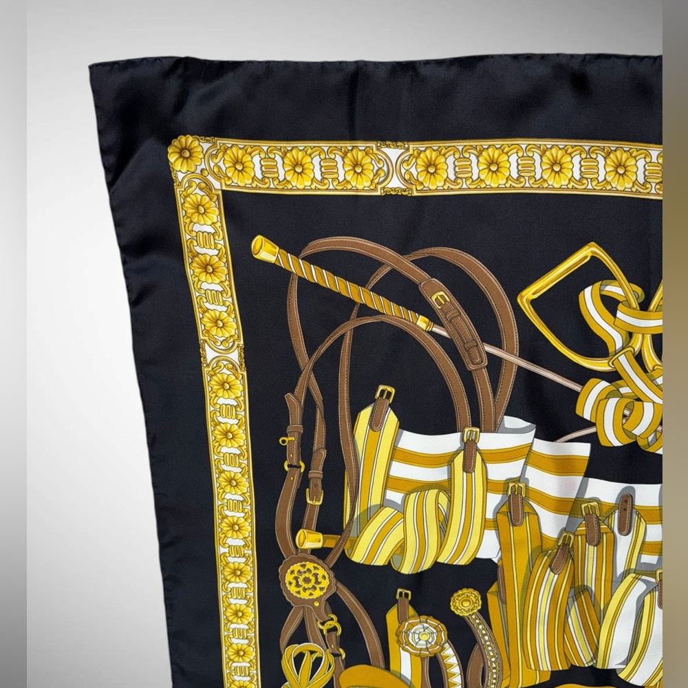 Longchamp Paris Silk Italian Made Hand-Rolled EquestrianTack Motif - Picture 12 of 17